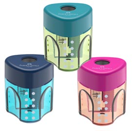 Temperamatite con contenitore - 1 foro - triangolare - con serbatoio - faber castell