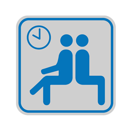 Targhetta adesiva - pittogramma sala d'attesa - 82x82 mm - cartelli segnalatori