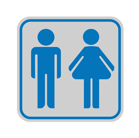 Targhetta adesiva - pittogramma toilette uomo/donna - 82x82 mm - cartelli segnalatori