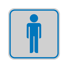 Targhetta adesiva - pittogramma toilette uomo - 82x82 mm - cartelli segnalatori
