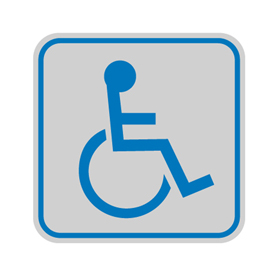 Targhetta adesiva - pittogramma toilette disabili - 82x82 mm - cartelli segnalatori