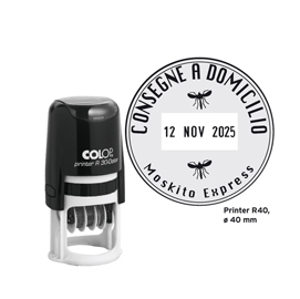 Timbro datario r40 - diametro 40 mm - 6 righe - autoinchiostrante - personalizzabile - colop