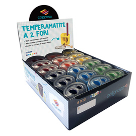 Temperamatite - a 2 fori - colori assortiti - riplast - espositore 18 pezzi