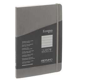 Taccuino ecoqua plus - con elastico - rilegatura cucita - a5 - 5 mm - 80 fogli - righe - artracite - fabriano