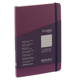 Taccuino ecoqua plus - con elastico - rilegatura cucita - a5 - 5 mm - 80 fogli - righe - vino - fabriano
