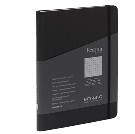 Taccuino ecoqua plus - con elastico - spiralato - a5 - 70 fogli - puntinato - nero - fabriano