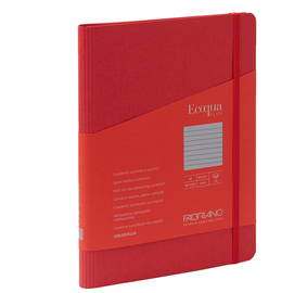 Taccuino ecoqua plus - con elastico - spiralato - a5 - 70 fogli - righe - lampone - fabriano