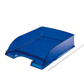 Vaschetta portacorrispondenza leitz plus standard - 25,5x7x36 cm - blu trasparente - leitz