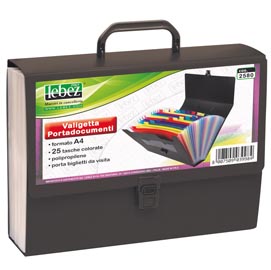 Valigetta portadocumenti - 25 tasche colorate - ppl - nero - lebez