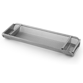 Vaschetta portapenne - rete metallica - 28x10x3,5 cm - argento - lebez