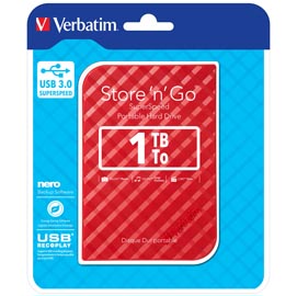 Verbatim - usb 3.0 portatile store 'n'go 9,5mm drive - rosso - 53203 - 1tb