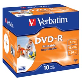 Verbatim - scatola 10 dvd-r - jewel case - 43521 - 4,7gb