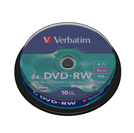 Verbatim - scatola 10 dvd-rw - serigrafato - 43552 - 4,7gb