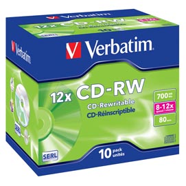 Verbatim - scatola 10 cd-rw datalife plus - 8x-10x - serigrafato - 43148 - 700mb