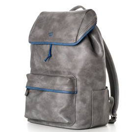 Zaino a sacco bluegate - 33 x 45 x 20 cm - similpelle - grigio - in tempo